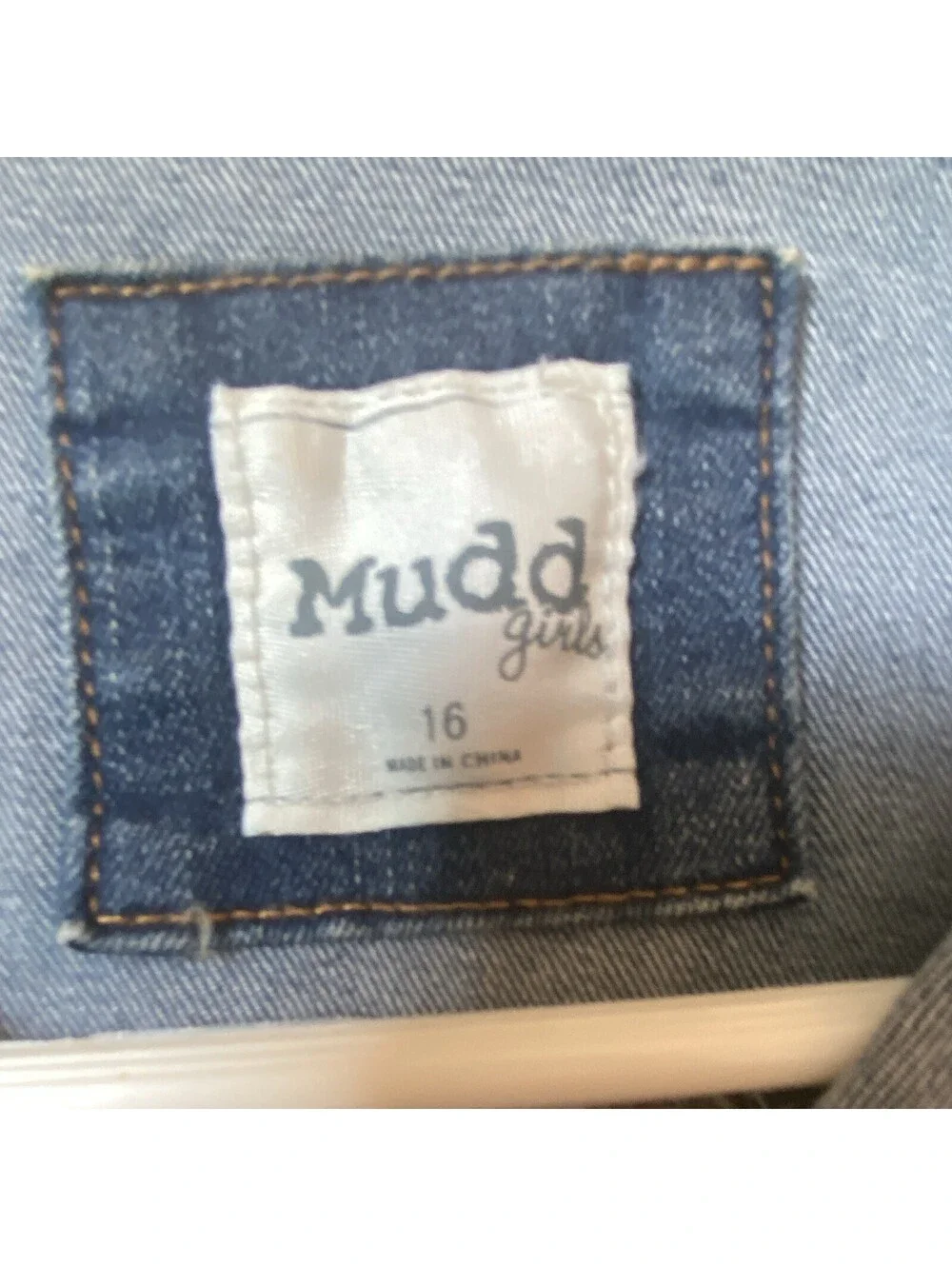 Mudd Girls Blue Denim Jacket Size 16 Button Front Collared Long Sleeve Short